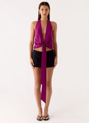 Right Back Halter Top - Maroon