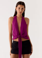 Right Back Halter Top - Maroon