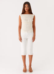 Rocco Denim Capri Pants - Off White