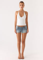 Roll Out Halter Top - White