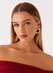 Romelle Earrings - Gold/Red