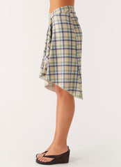 Shes A Lady Midi Skirt - Cedar Check