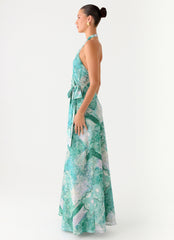 So Chic Maxi Dress - Green Paisley