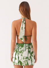 Sonnet Cotton Mini Dress - Verdant Bloom