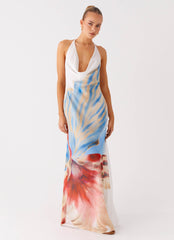 Stars Align Cowl Maxi Dress - White Sea Bloom