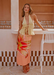 Summertime Midi Skirt - Orange Floral