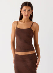 Sweet Sky Beaded Top - Chocolate