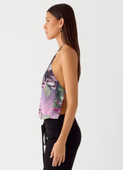 Twisted Love Halter Top - Ombre Floral Affair