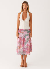 Valley Midi Skirt - Pink Floral