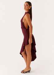 Venetia Asymmetric Maxi Dress - Deep Maroon
