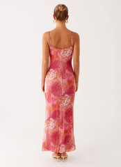 Kasey Midi Dress - Flamingo Fling