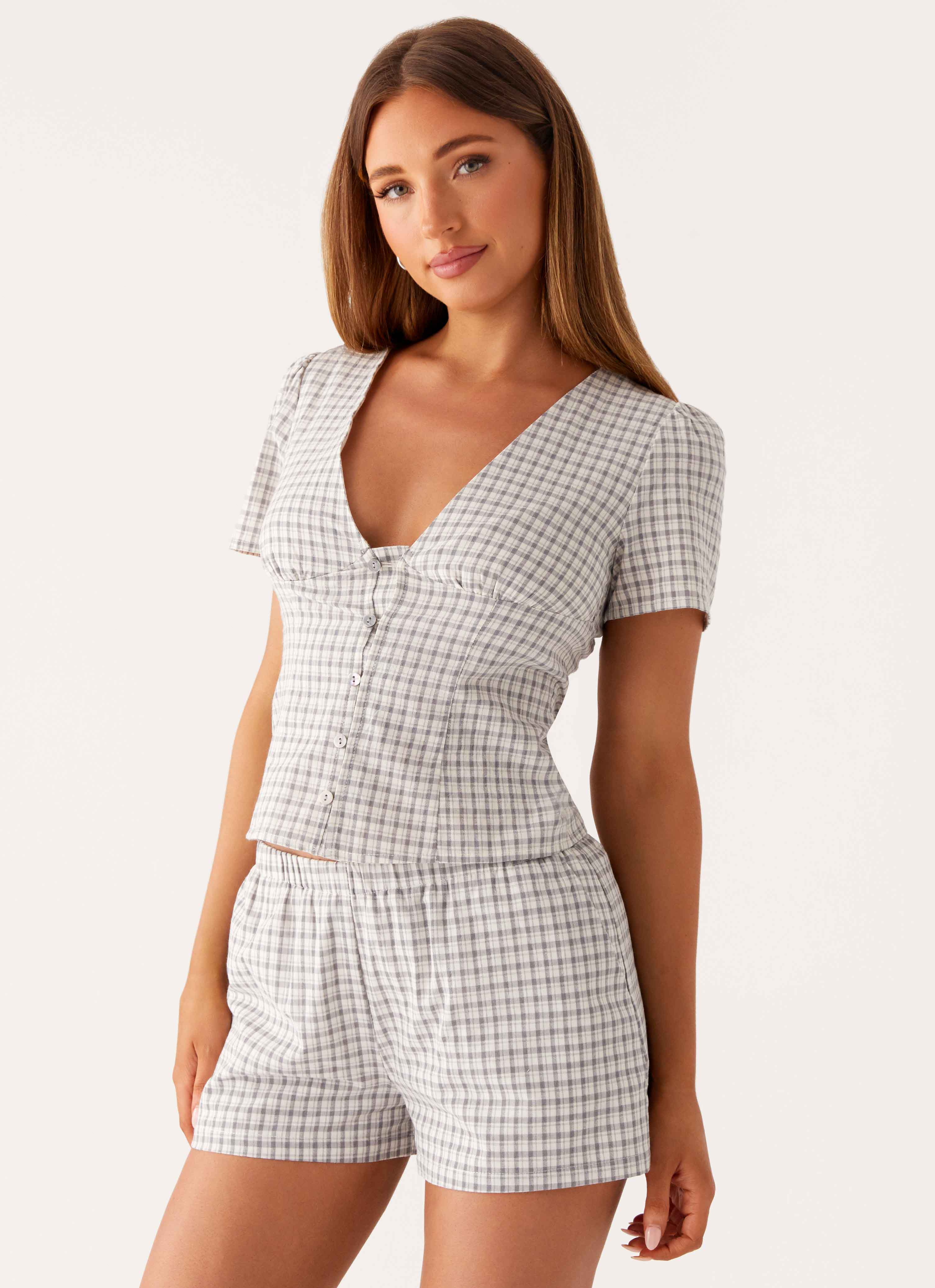 Adalina Shorts - Grey Check