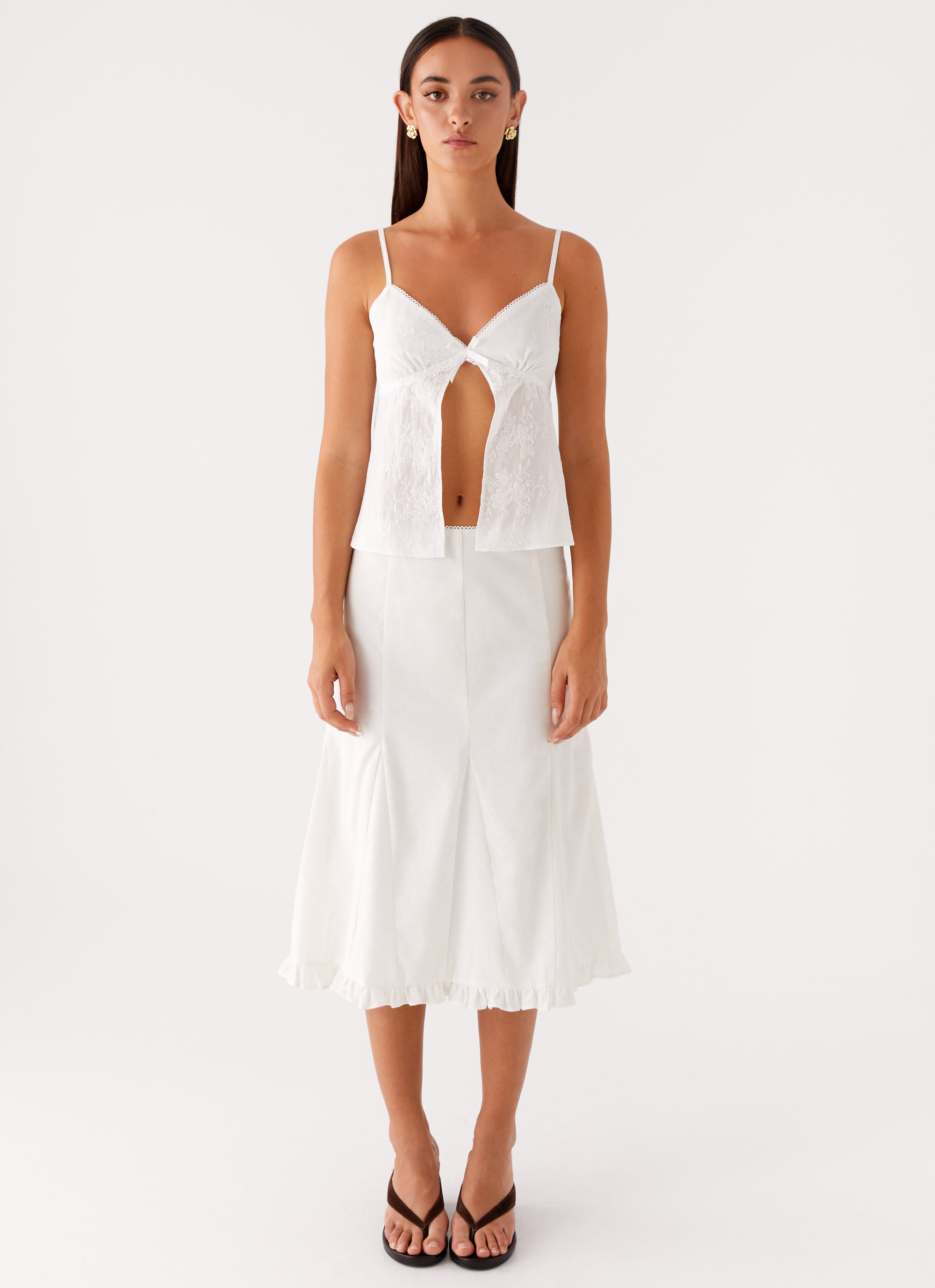 Alec Midi Skirt - White