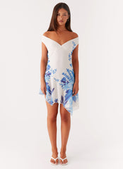 Alma Mini Dress - Blue Floral Print
