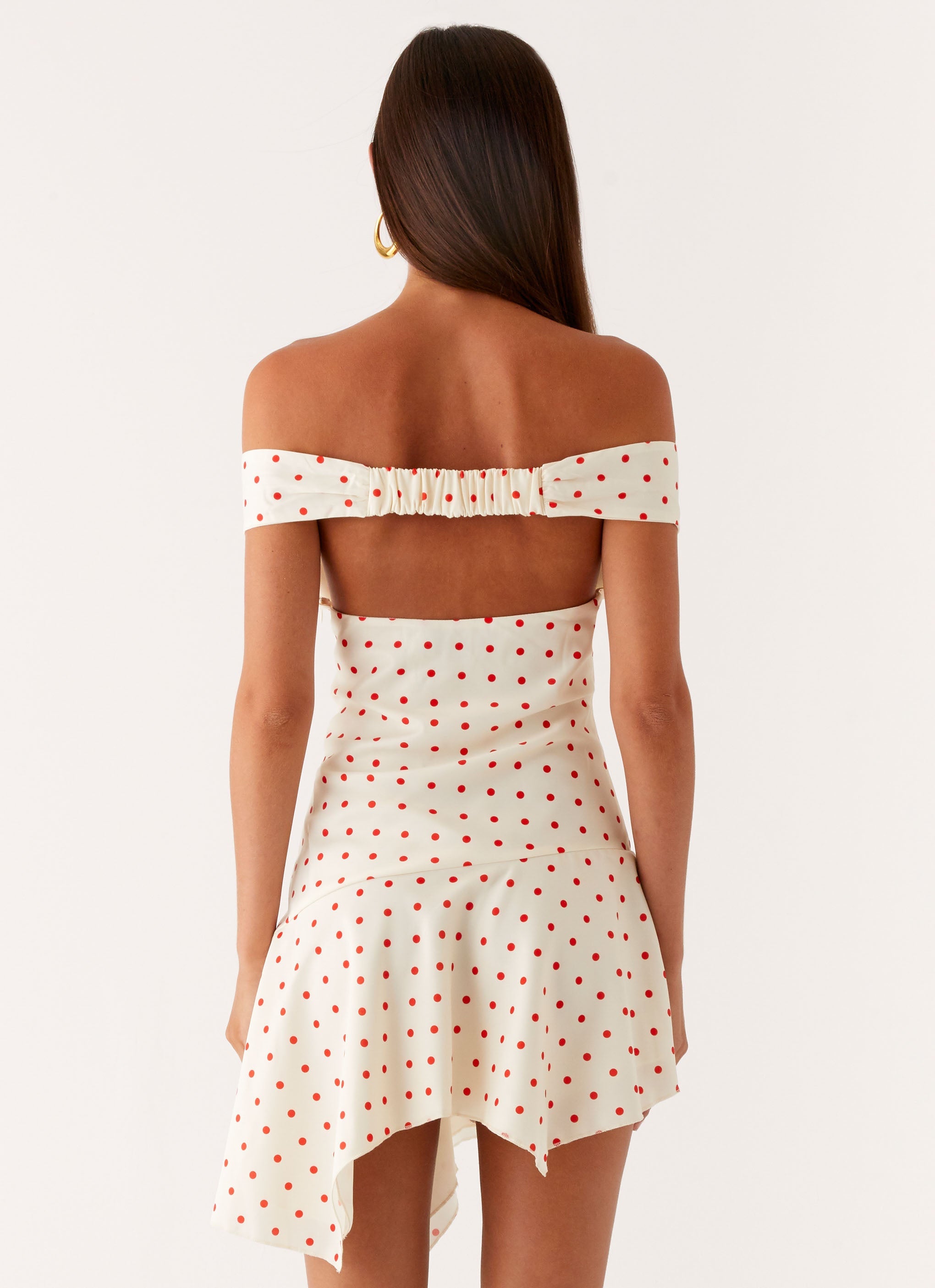 Alma Mini Dress - White Red Polka Dot