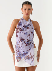 Altego Layered Backless Top - Antique Lilac Floral