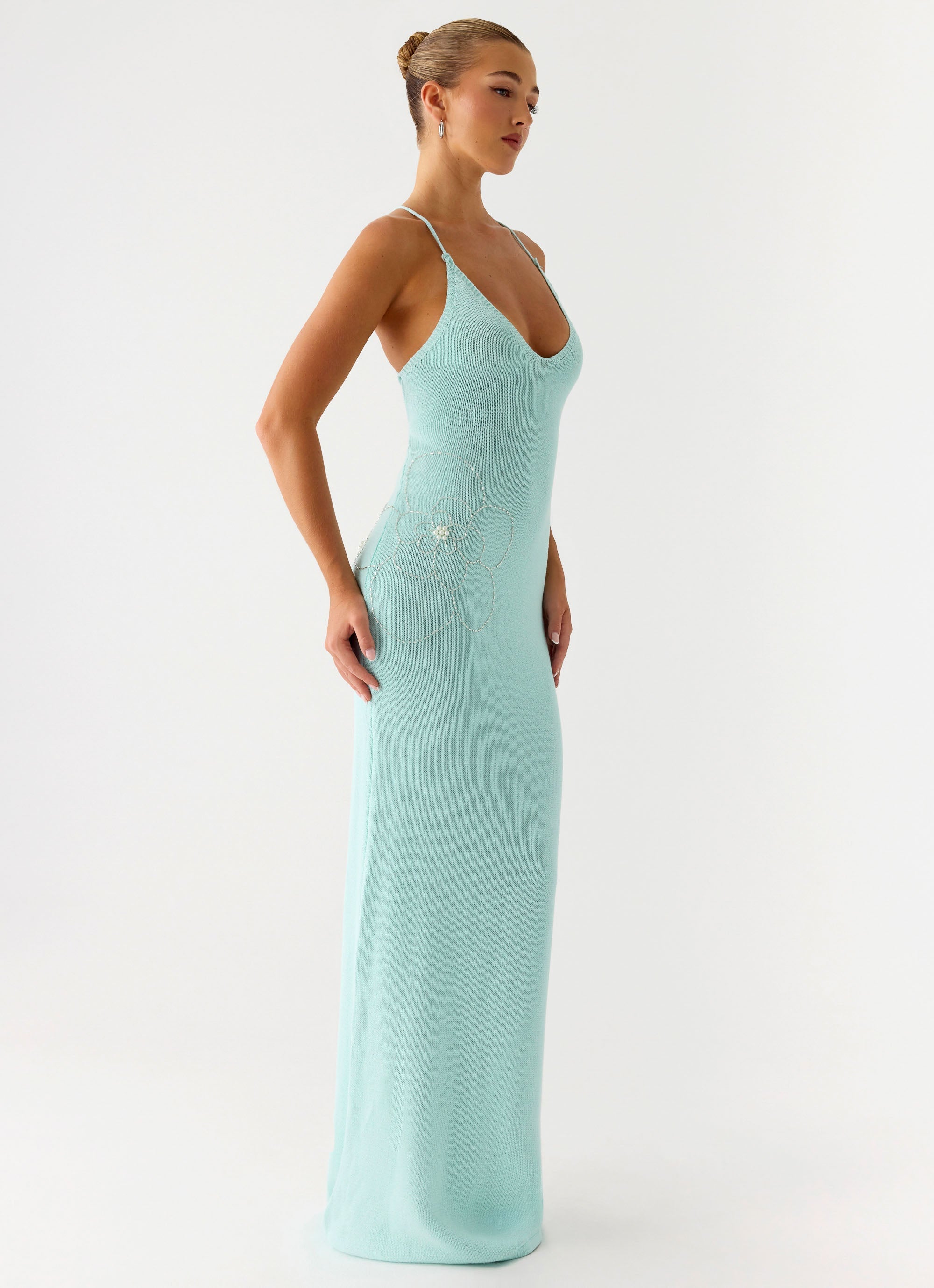 Amaya Knit Maxi Dress - Aqua