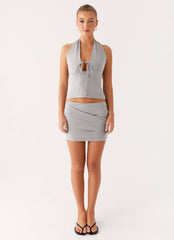 Amia Halter Top - Grey Marle