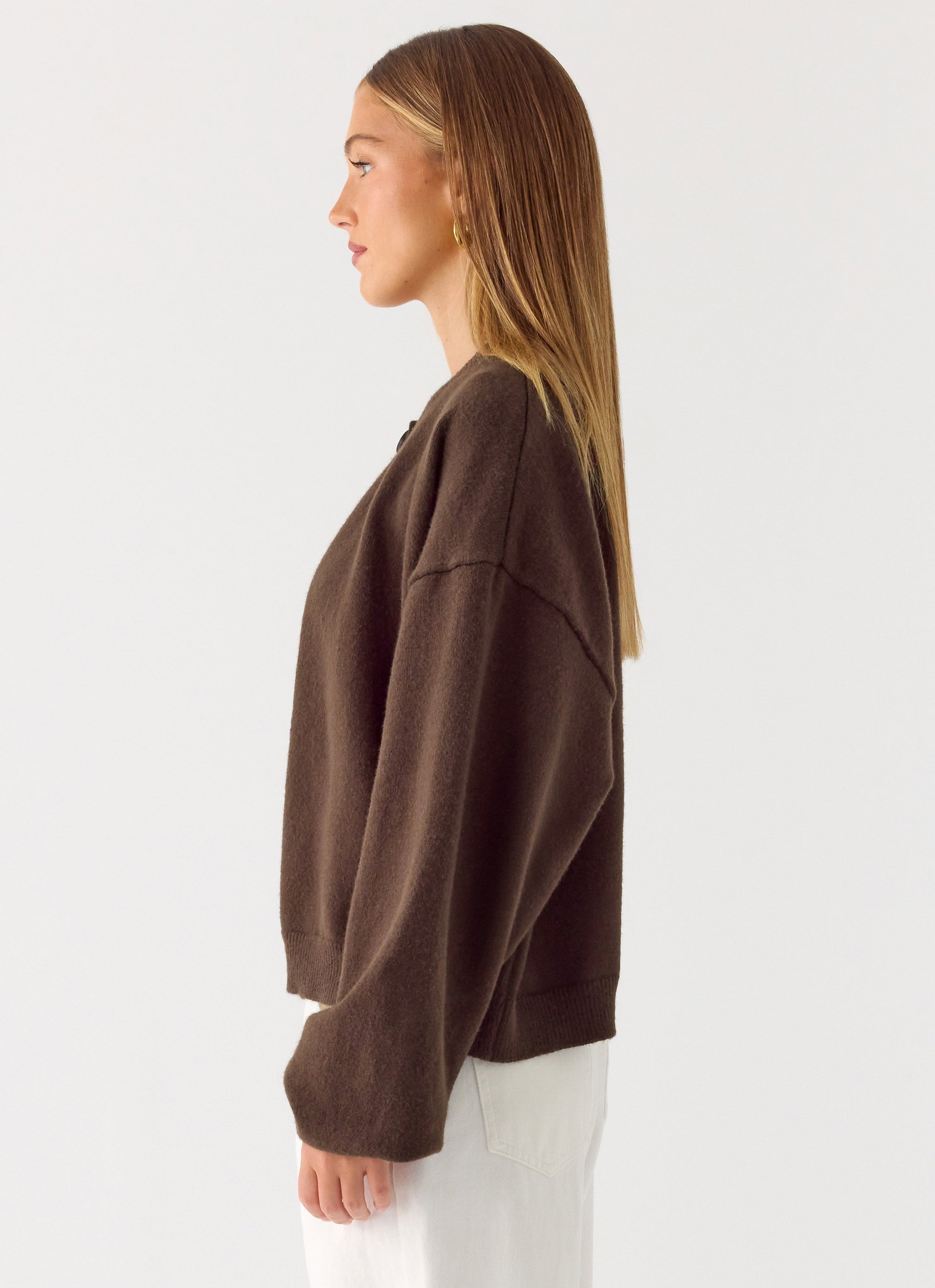 Annie One Button Cardigan - Chocolate