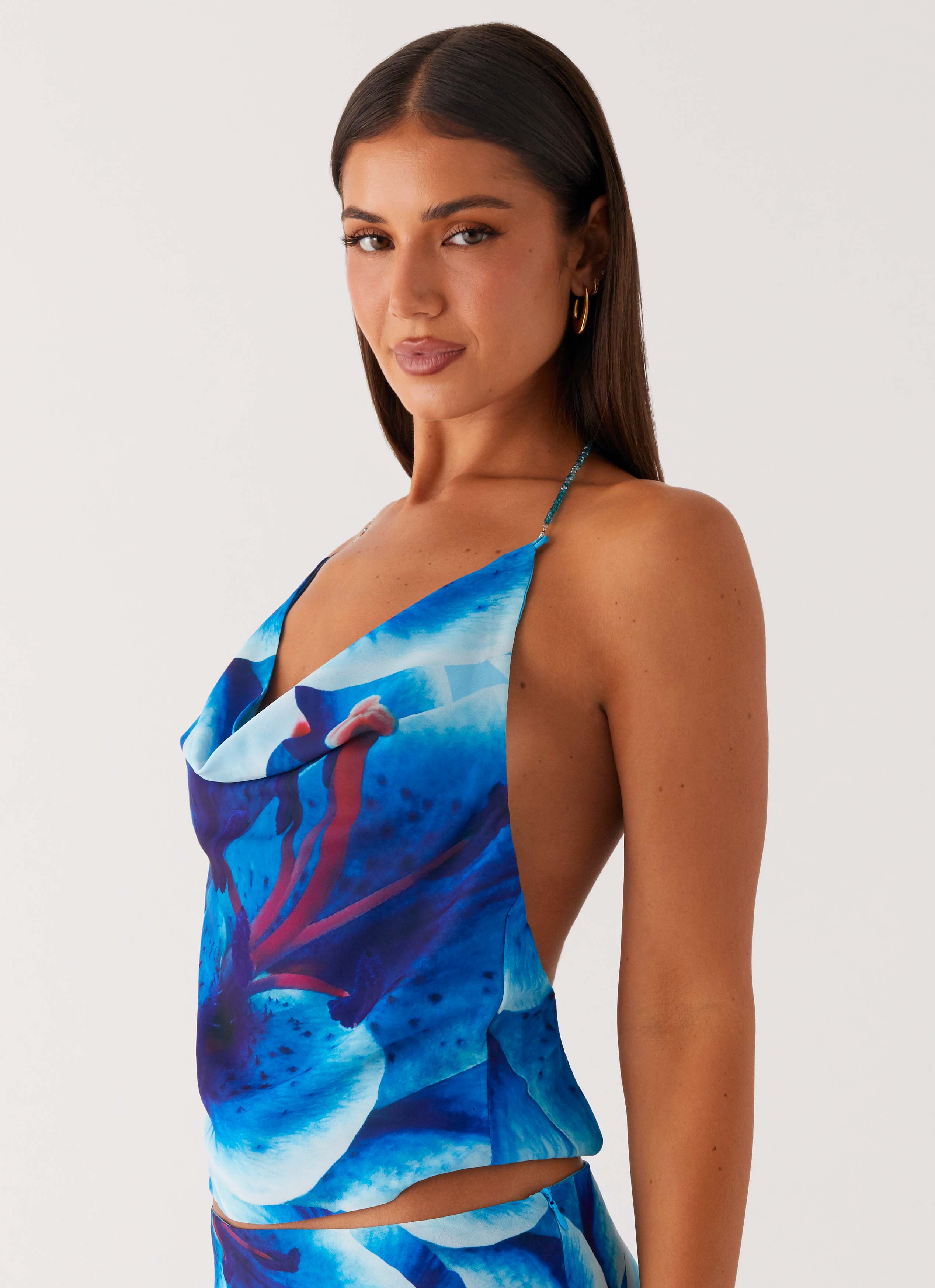 Another Life Halter Top - Turquoise Floral