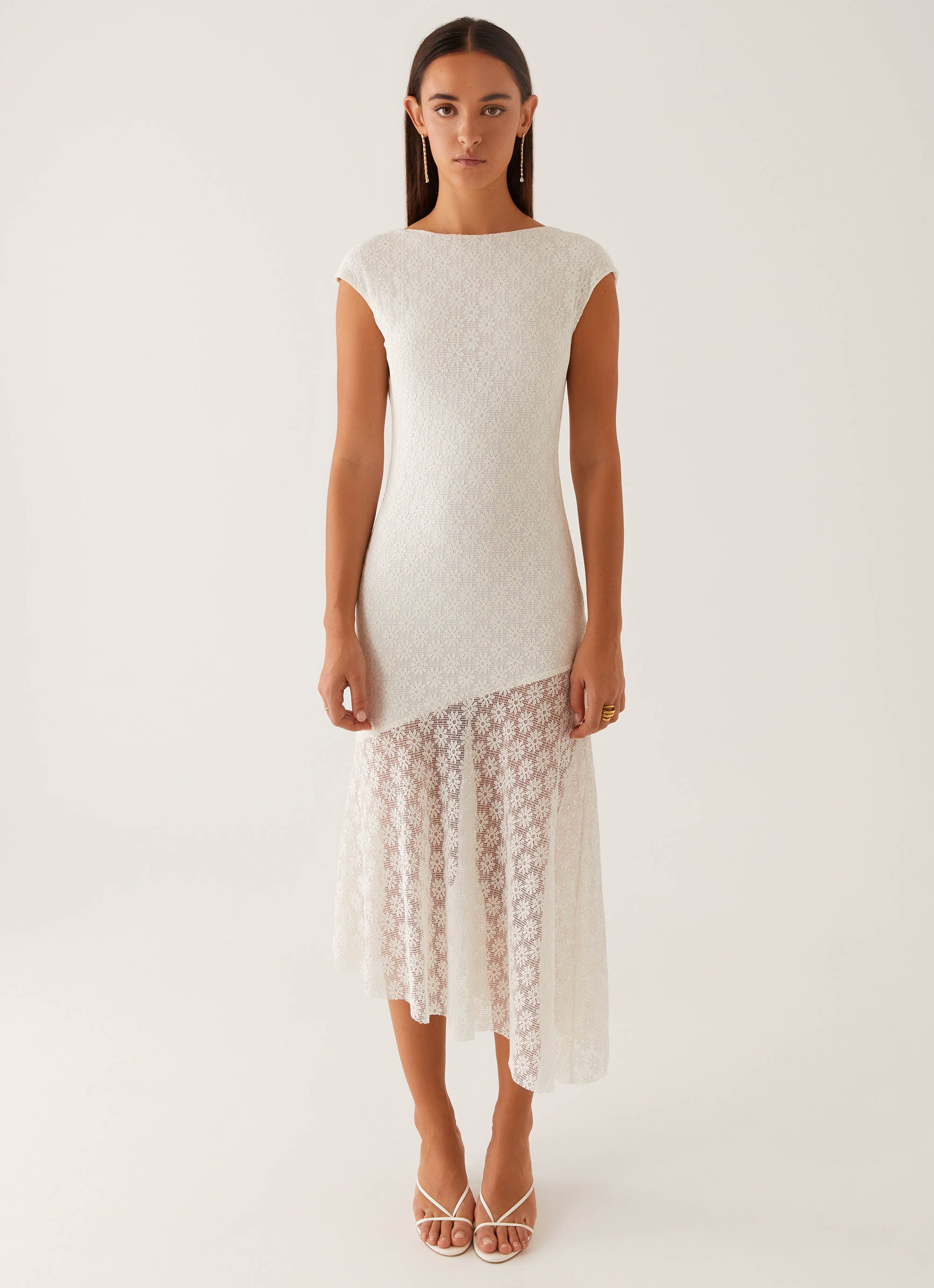 Arielle Open Back Midi Dress - White