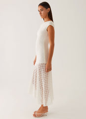 Arielle Open Back Midi Dress - White