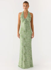 Ask You Twice Maxi Dress - Blurred Lime