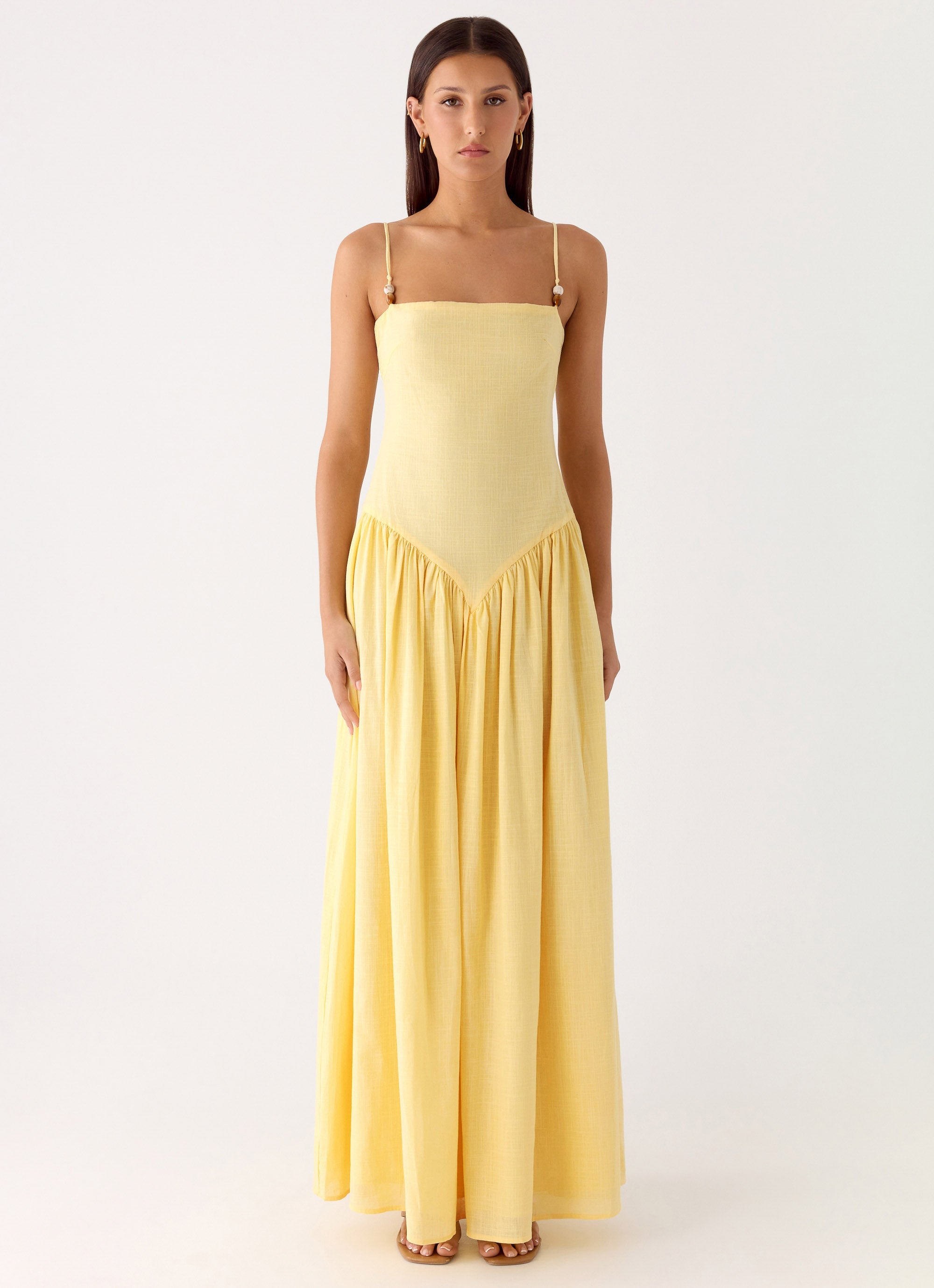 Aura Linen Maxi Dress - Lemon