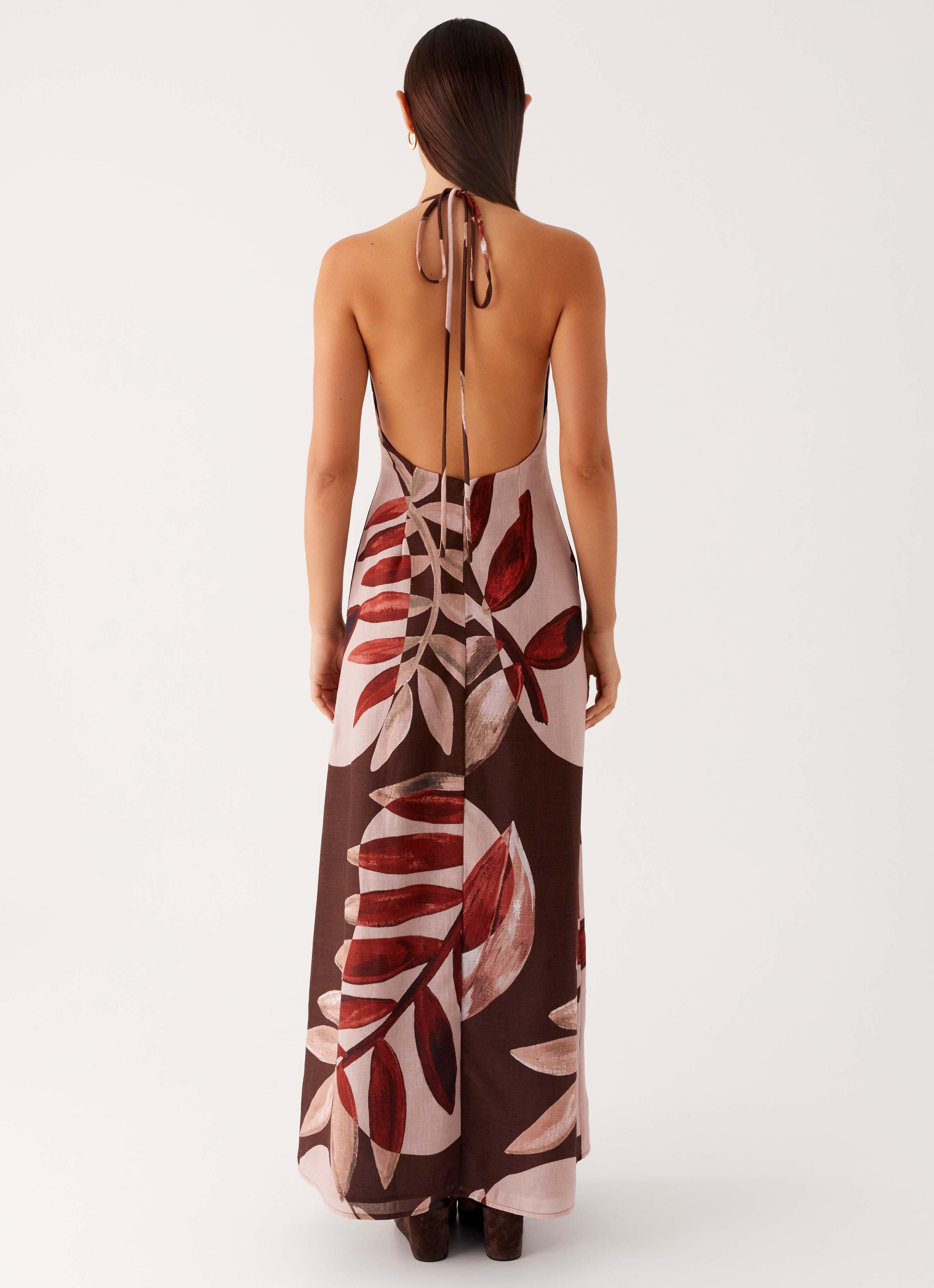 Autumn Linen Maxi Dress - Cinnamon Palm