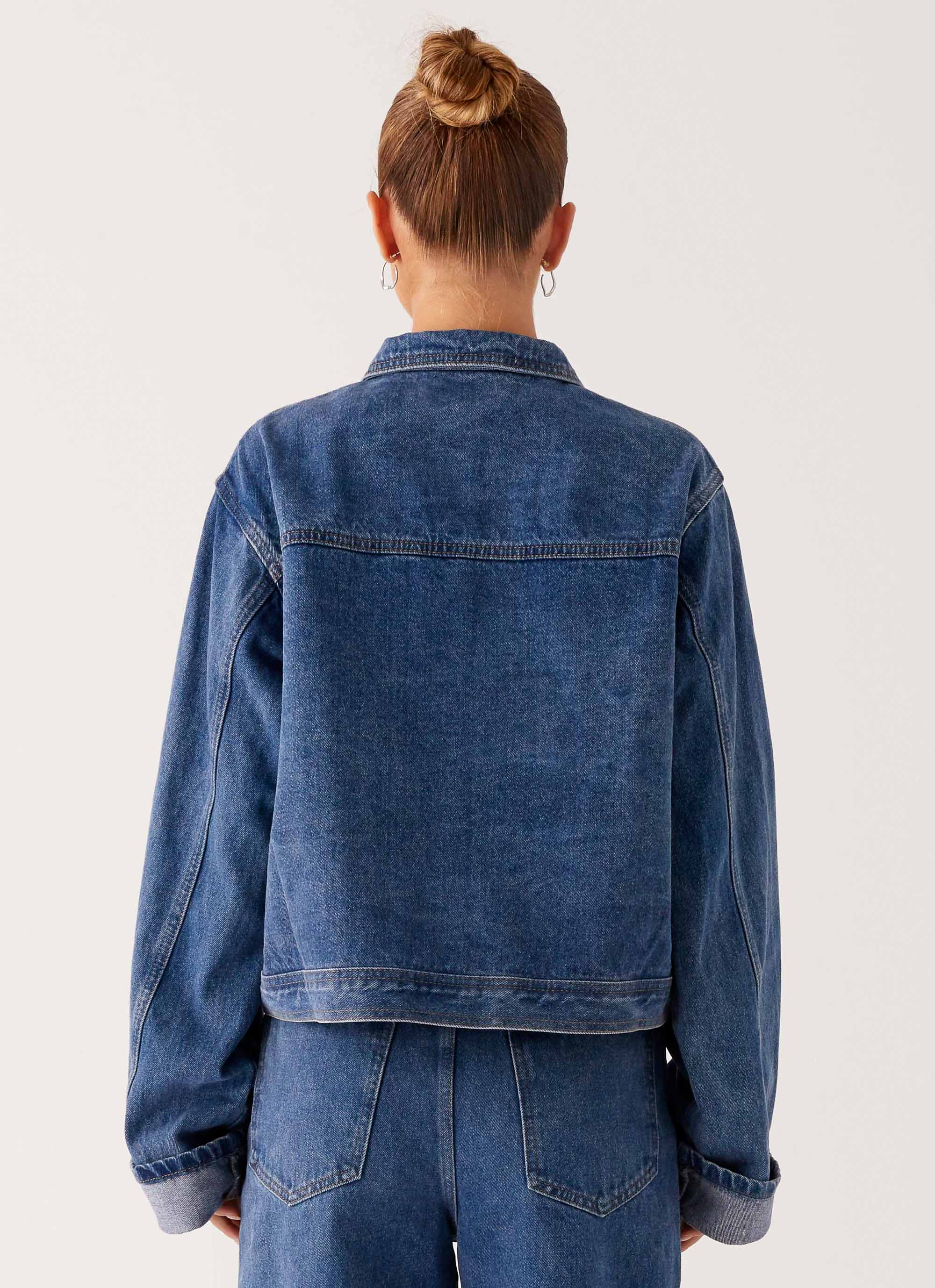 Back Again Oversized Denim Jacket - True Blue