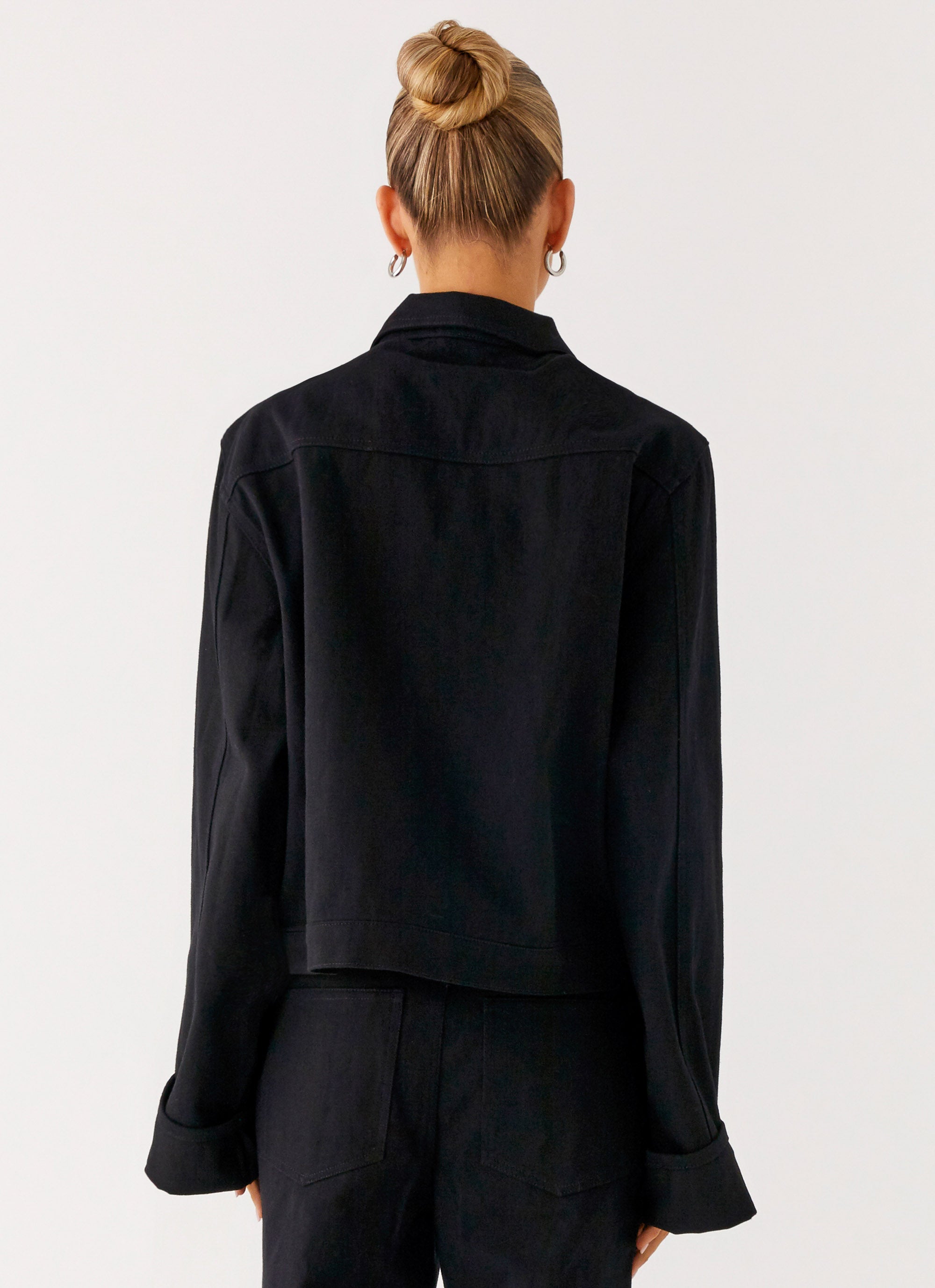 Back Again Oversized Denim Jacket - Black