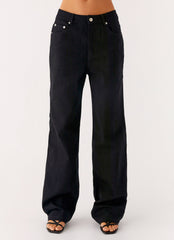 Back Again Straight Leg Denim Jeans - Black