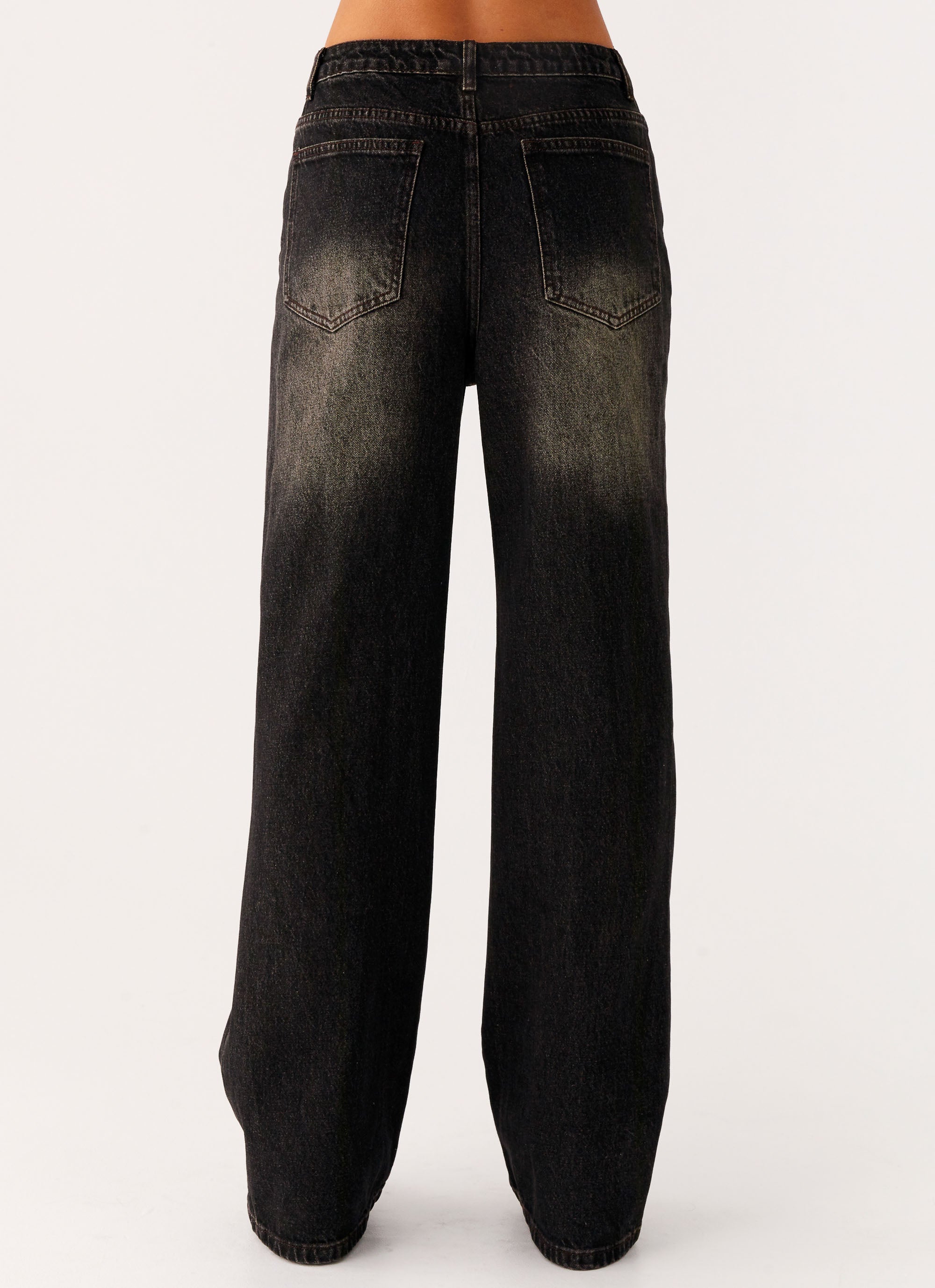 Back Again Straight Leg Denim Jeans - Acid Charcoal
