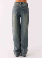Back Again Straight Leg Denim Jeans - Dirty Wash