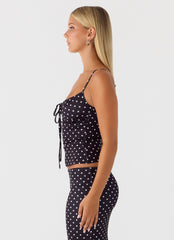 Bending My Rules Top - Black Polkadot