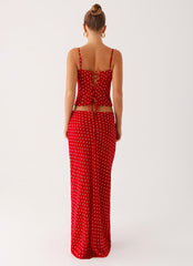 Bendita Maxi Skirt - Red Polka Dot