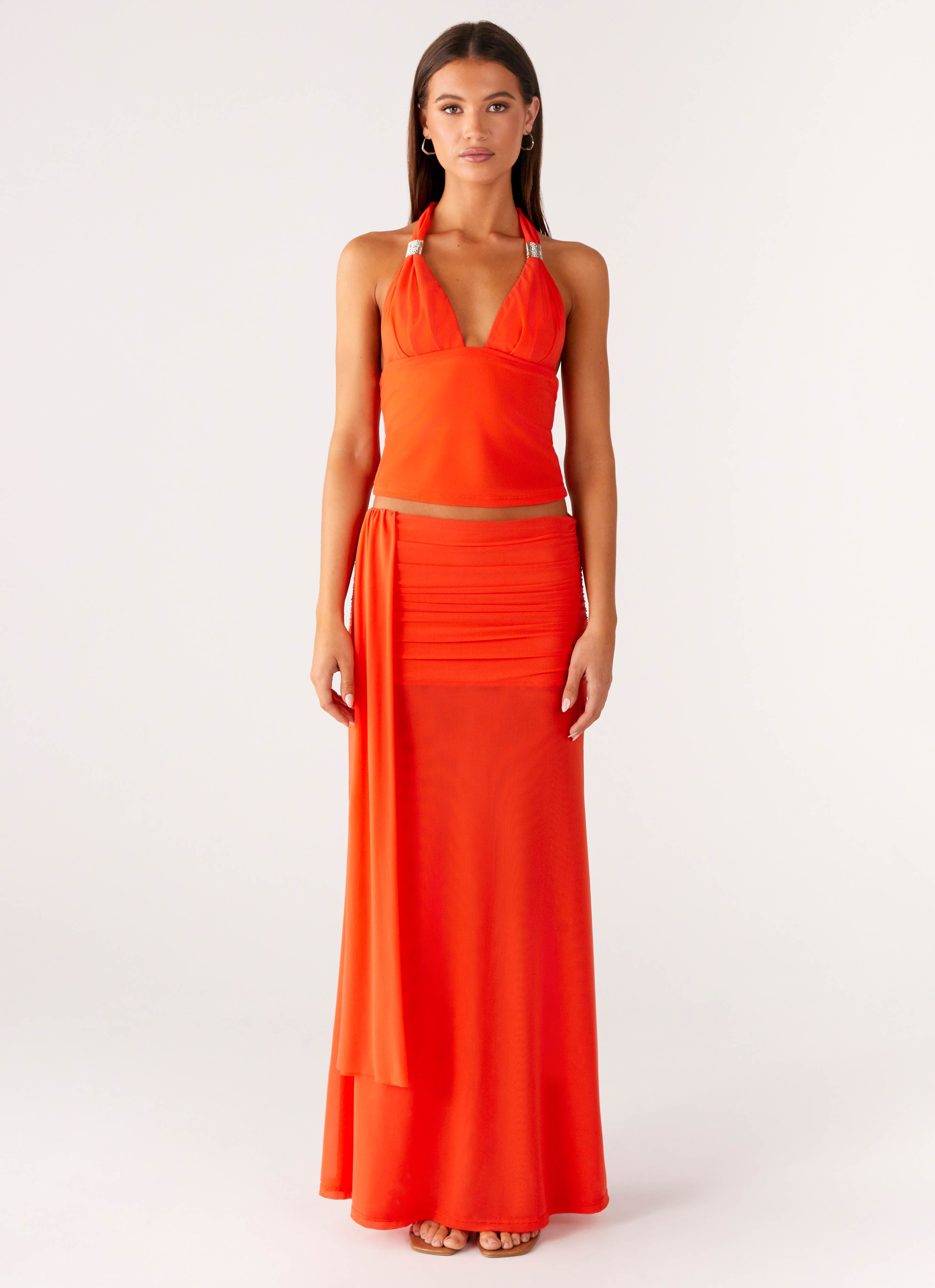 Blaze Maxi Skirt - Fire Red