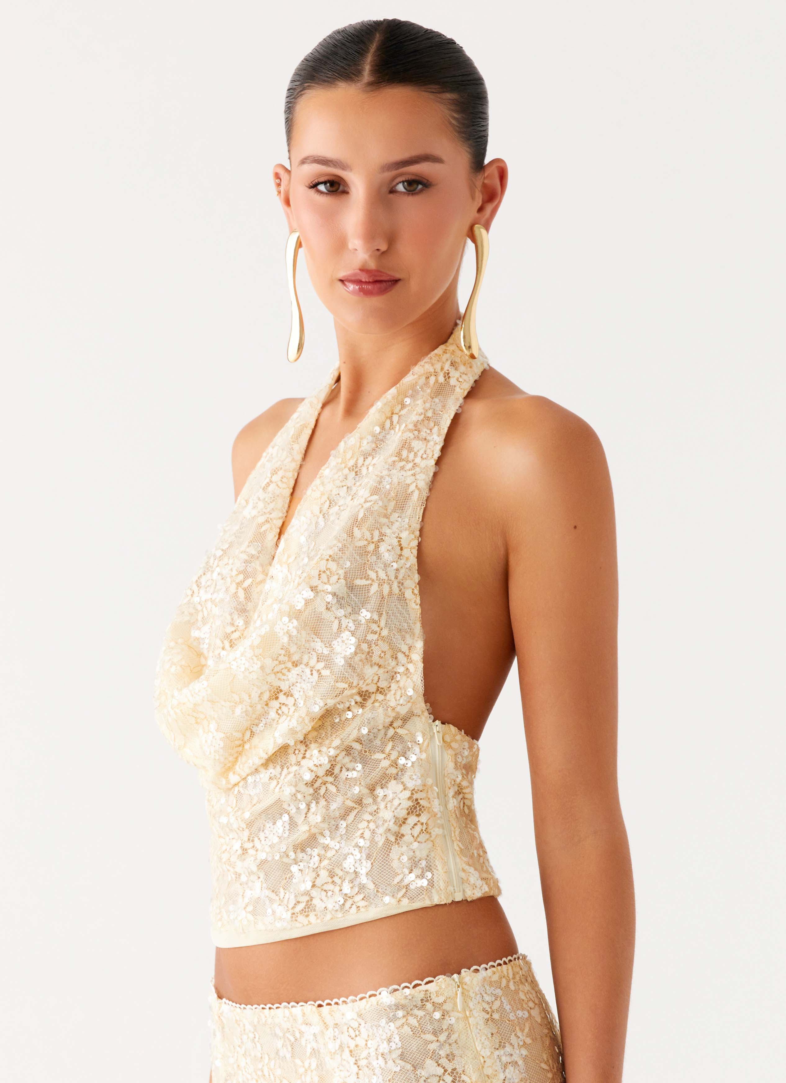 Bling It On Cowl Top - Ivory