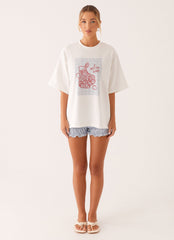 Born To Have Fun Oversized Graphic Tee - White