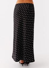 Breanne Midi Skirt - Black Polka Dot