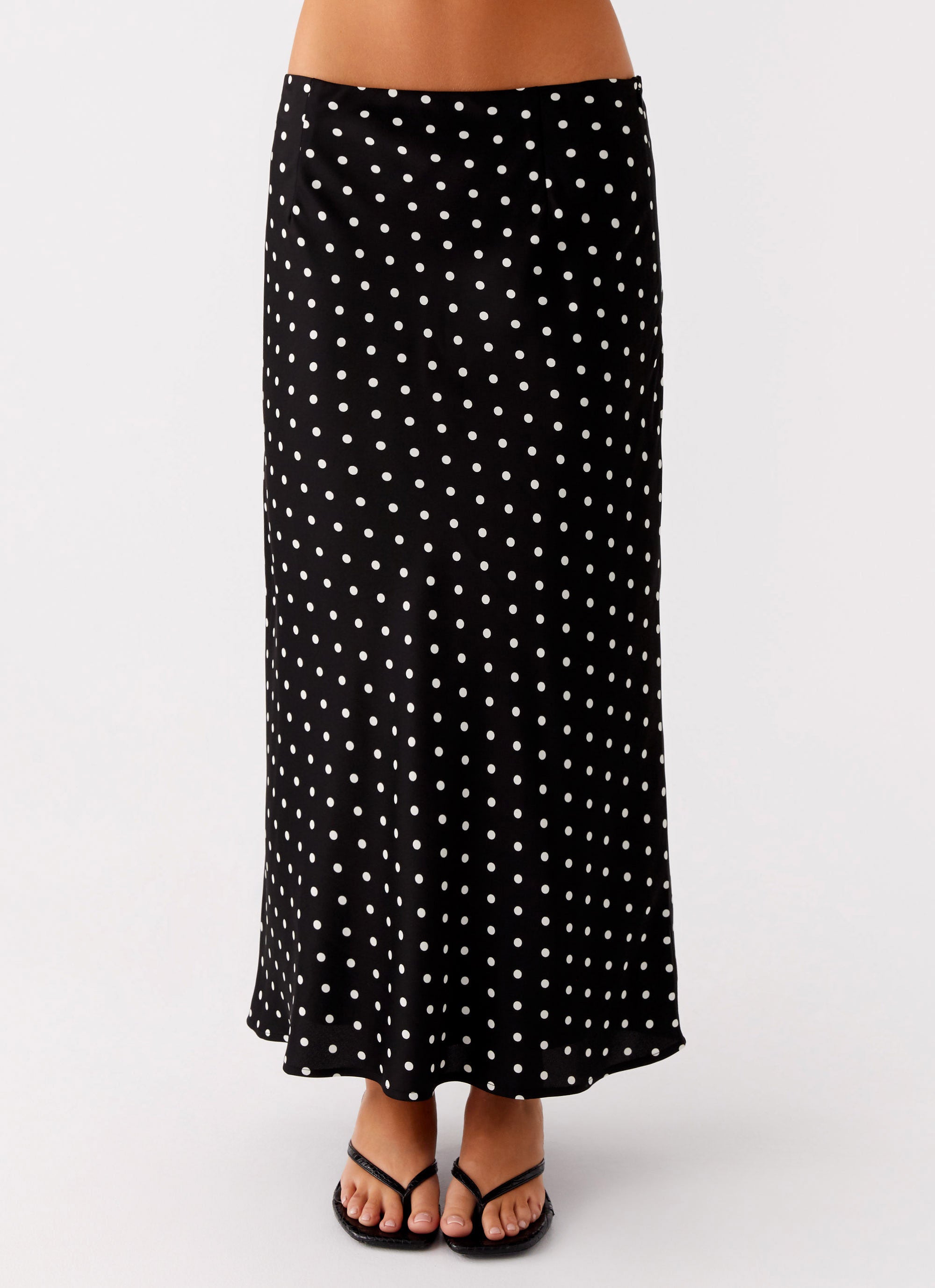 Breanne Midi Skirt - Black Polka Dot