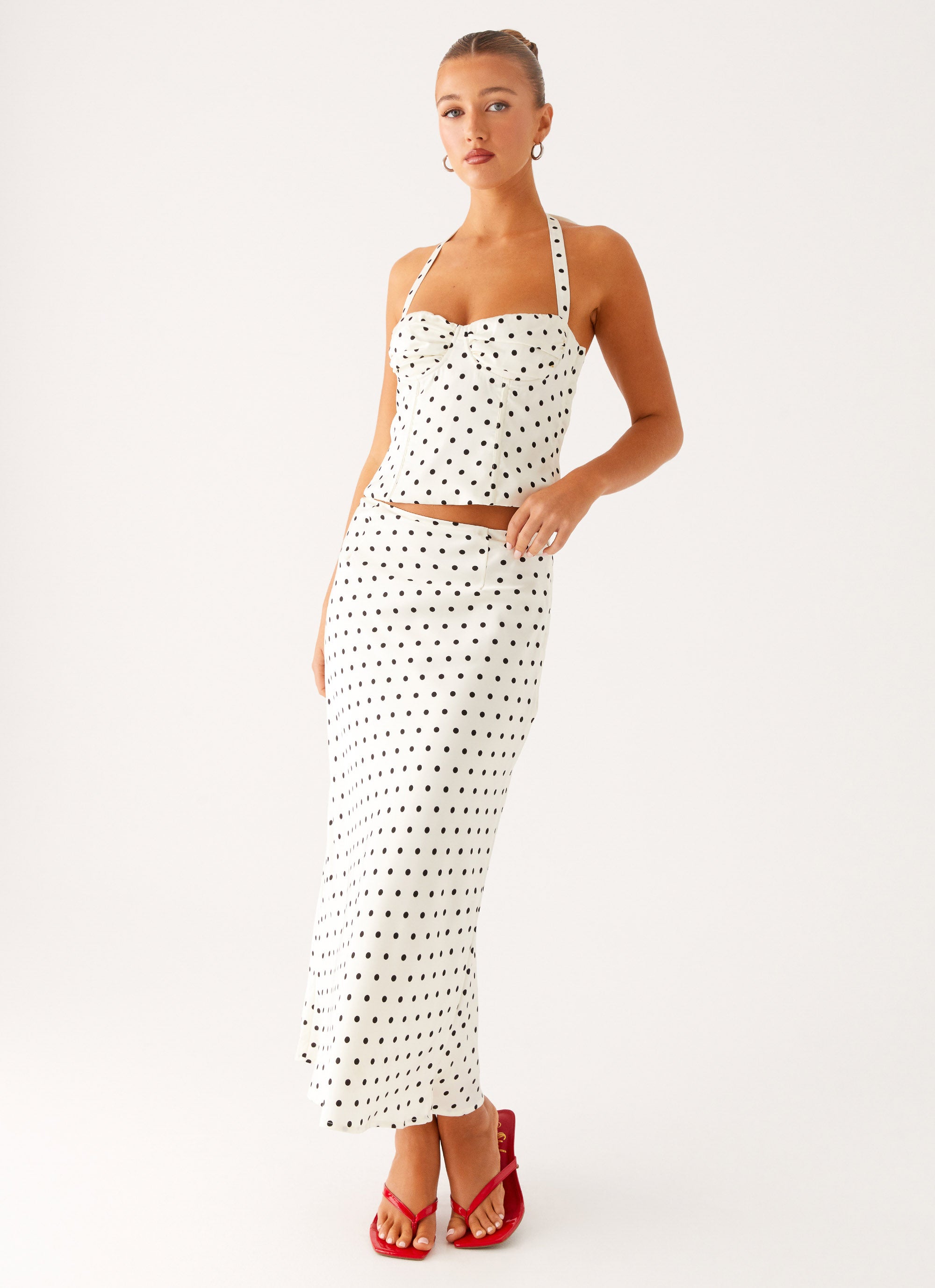 Breanne Top - White Polka Dot