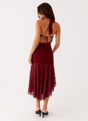 Burnout Midi Dress - Maroon