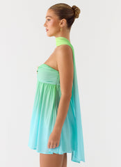 Calantha Scarf Mini Dress - Sea Ombre