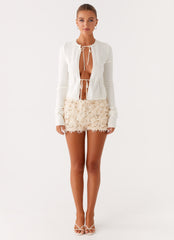 Candy Sequin Mini Shorts - White