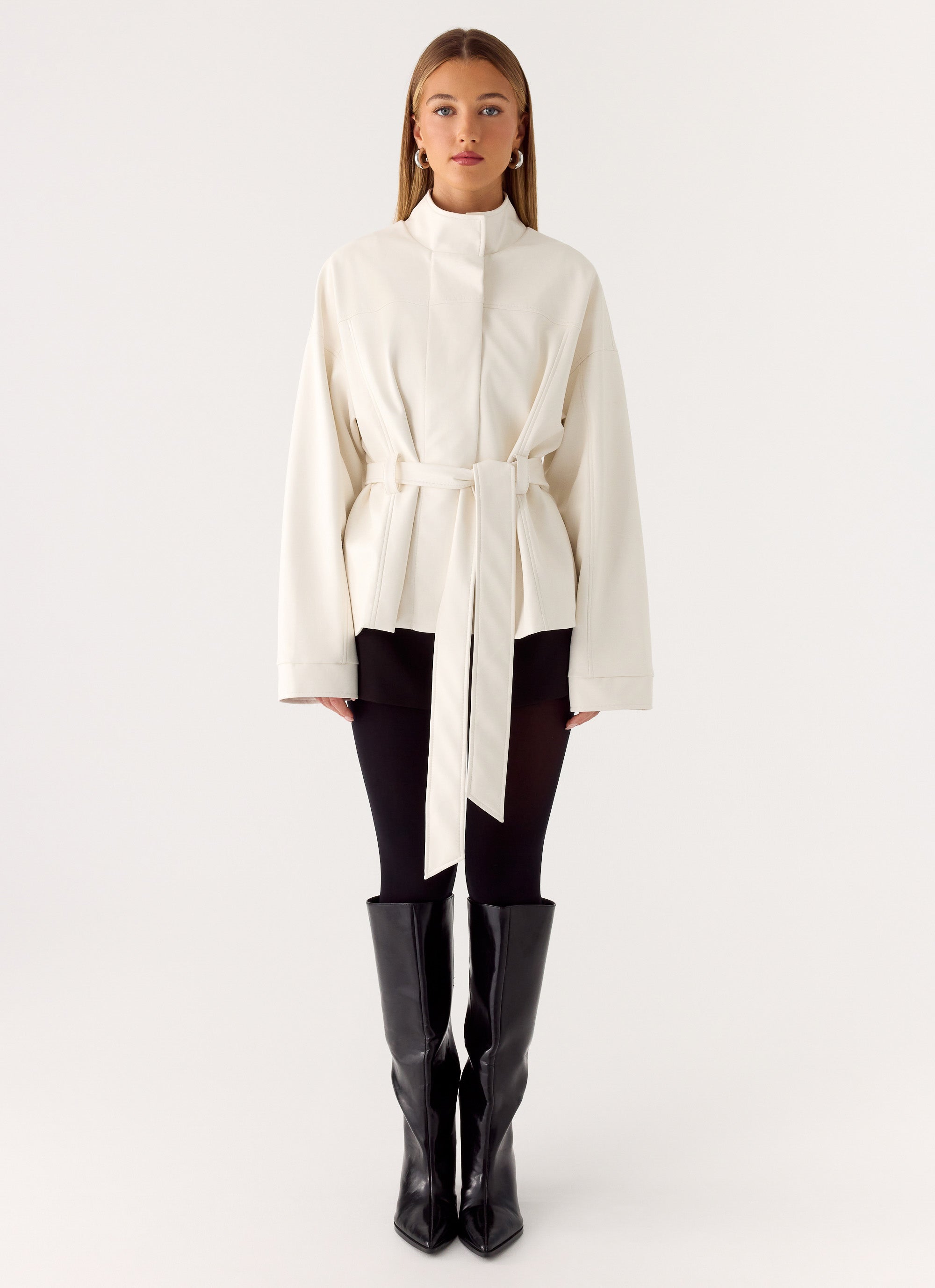 City Light Tie Waist Trench Jacket - Ivory