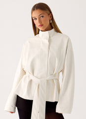 City Light Tie Waist Trench Jacket - Ivory