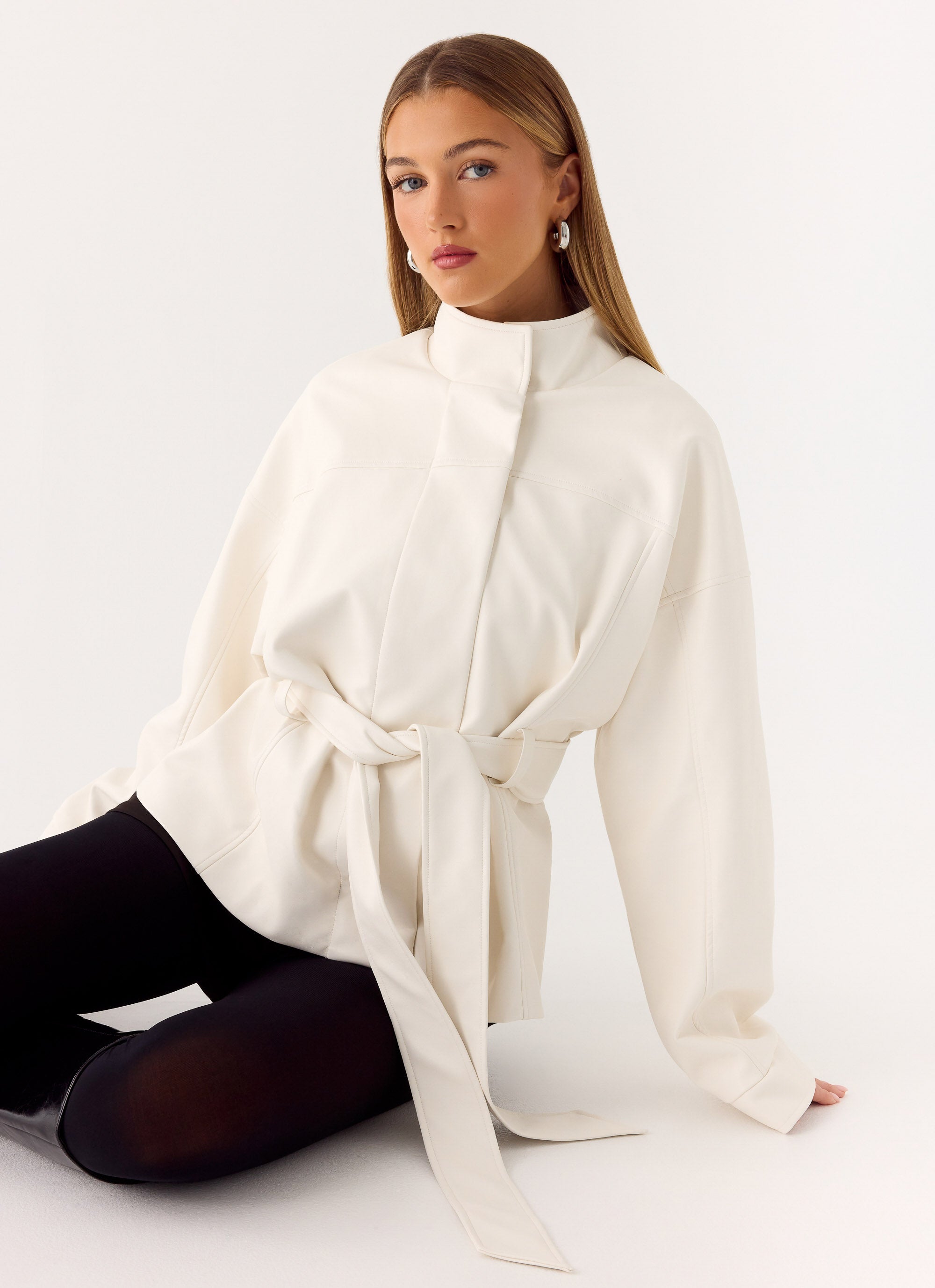 City Light Tie Waist Trench Jacket - Ivory