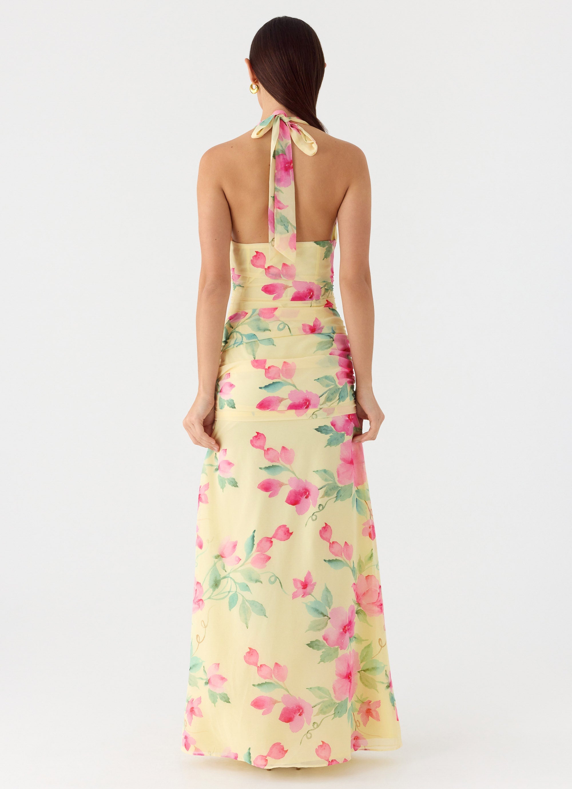 Colada Halter Maxi Dress - Lemon Soleil