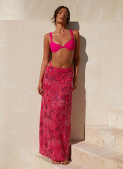 Corinna Low Rise Sequin Maxi Skirt - Fuchsia